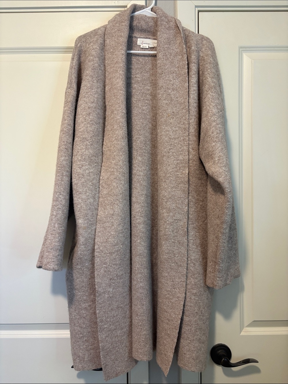 Anthropologie Open-Front Longline Cardigan - Taupe Heather